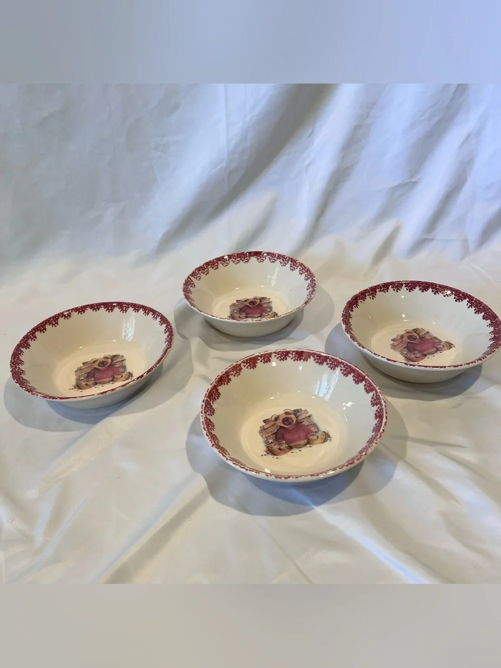 Stoneware Teddy Bear Bowls Set of 4